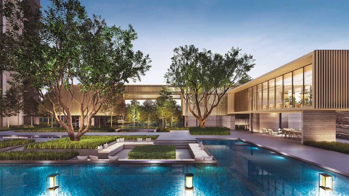 Artist's impression of the pool and clubhouse at night